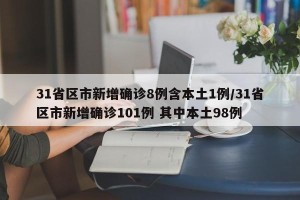 31省区市新增确诊8例含本土1例/31省区市新增确诊101例 其中本土98例